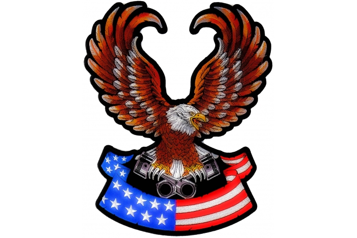 American Flag Eagle on Pistons Patch
