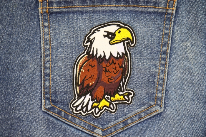 Cartoon Eagle Patch shown on jeans