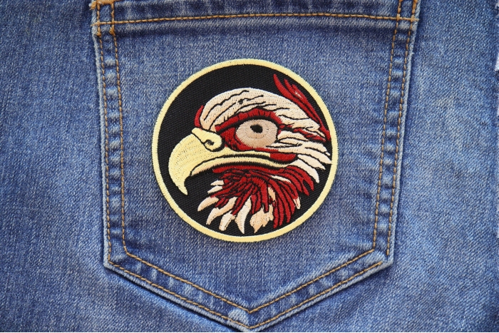 Eagle Eye Iron on Patch shown on jeans