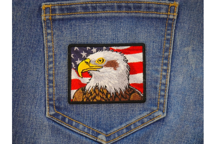 Patriot Eagle Patch shown on jeans