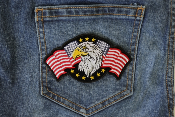 Star Spangled Banner Eagle Patch shown on jeans