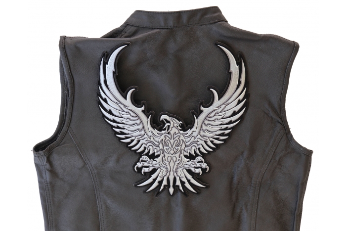Soaring Eagle Patch, Large Eagle Back Patches shown on leather vest