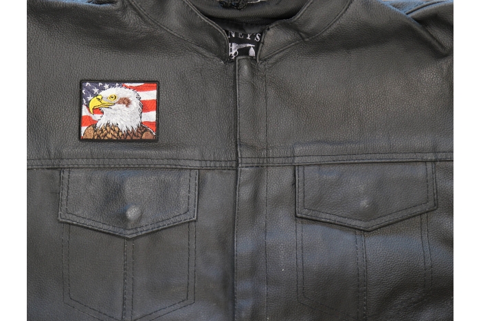 Patriot Eagle Patch shown on leather vest