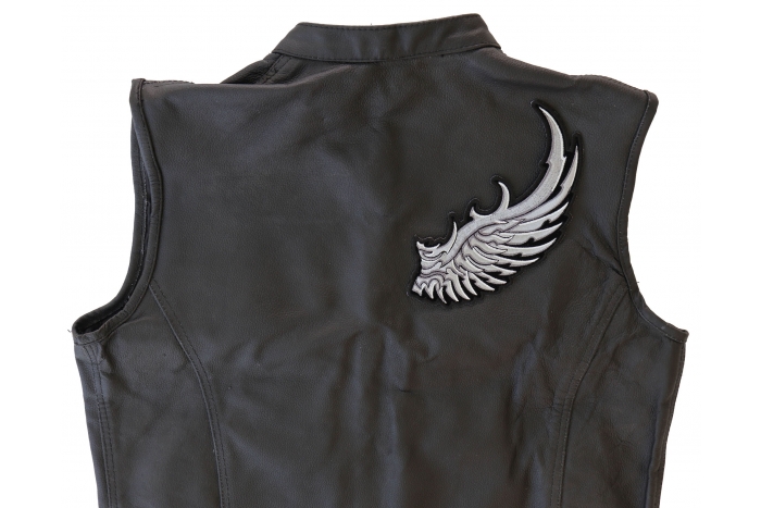 Right Silver Eagle Wing Patch, Large Eagle Back Patches shown on leather vest