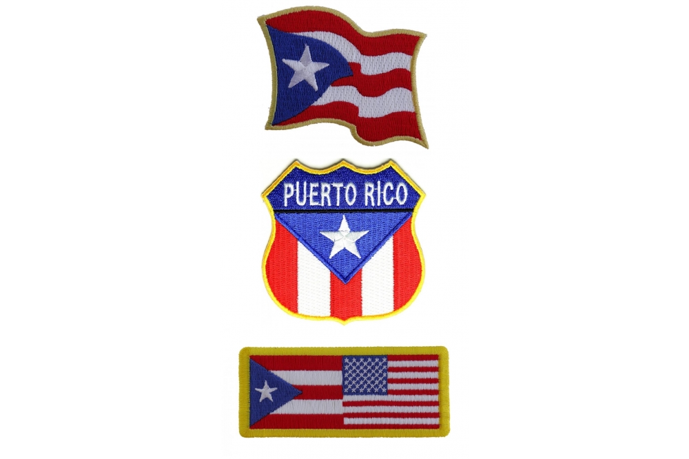 Puerto Rico/Flag/Tree Embroidered Patches 4.75"x2.25" iron-on 
