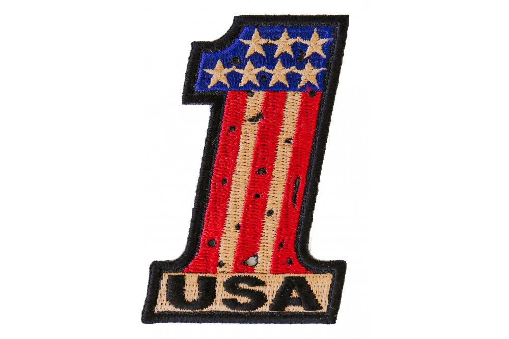 Number 1 USA Vintage Flag and Stars Patch  US Military Veteran Patches by  Ivamis Patches