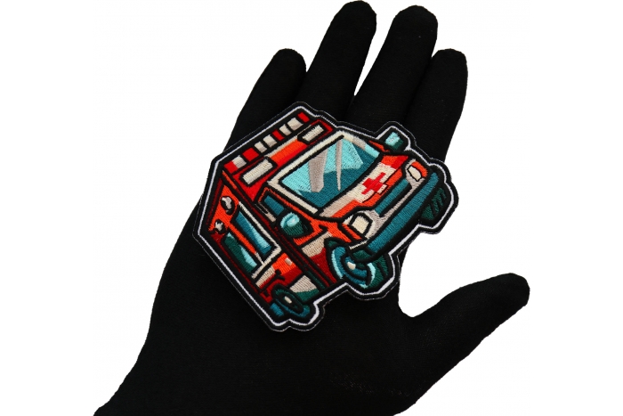 Ambulance Patch shown on hand for size comparison