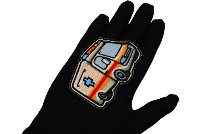 Ambulance Patch shown on hand for size comparison
