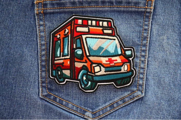 Ambulance Patch shown on jeans