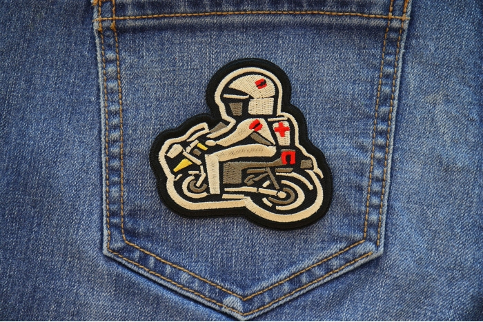 EMT Biker on Motorcycle Patch shown on jeans