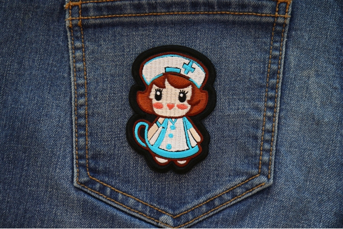 Lady Nurse Patch shown on jeans