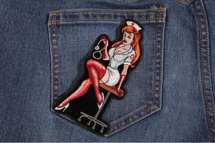 Sexy Nurse Small Patch shown on jeans