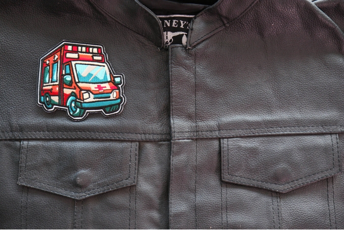 Ambulance Patch shown on leather vest