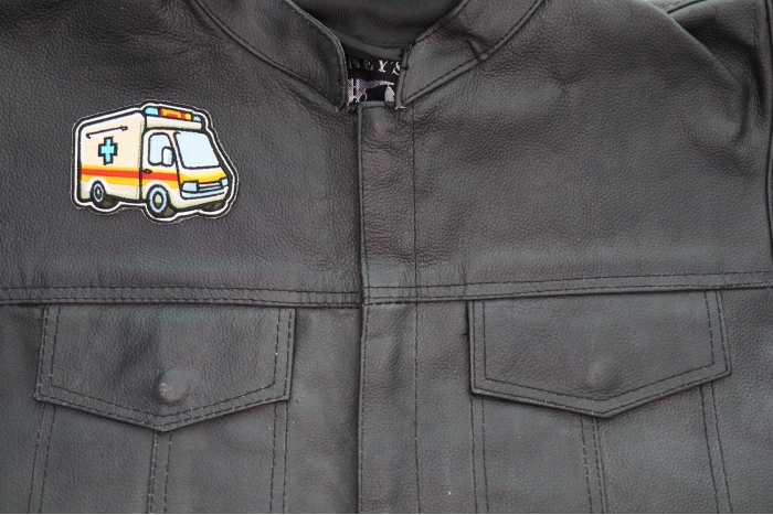 Ambulance Patch shown on leather vest