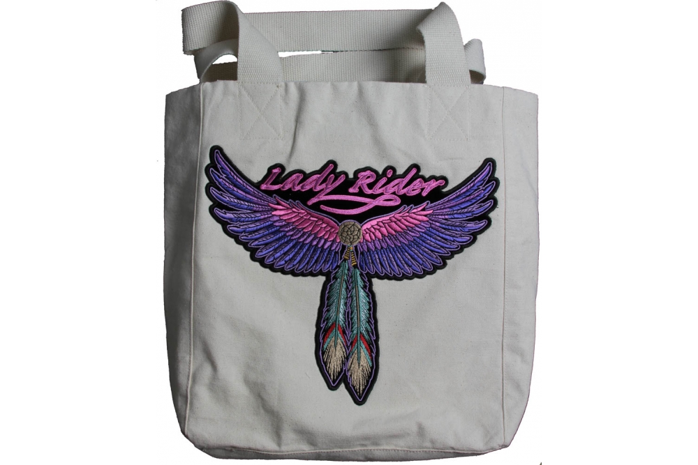 Lady Biker Large Canvas Bag With Patch