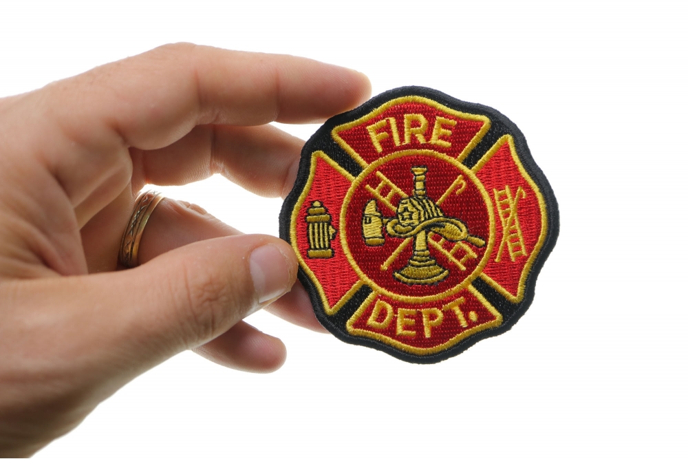 Firefighter Flames Maltese Cross Embroidered Biker Patch Large FREE SHIP 