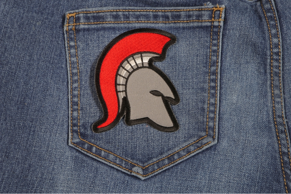 Spartan Helmet Red Mohawk Firefighter Patch