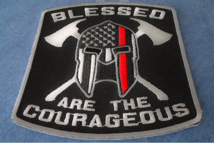 Blessed Are The Courageous Firefighter Patch diagonal view