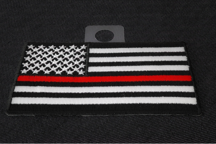 Subdued US Flag With Red Stripe Patch diagonal view