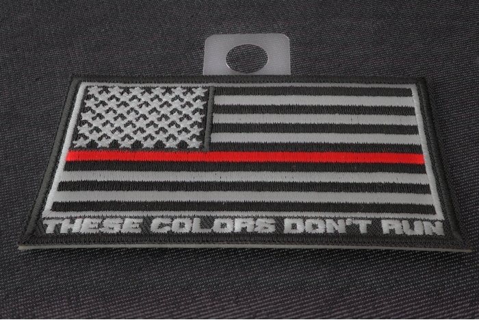 Red Stripe American Flag Patch - These Colors Don't Run diagonal view