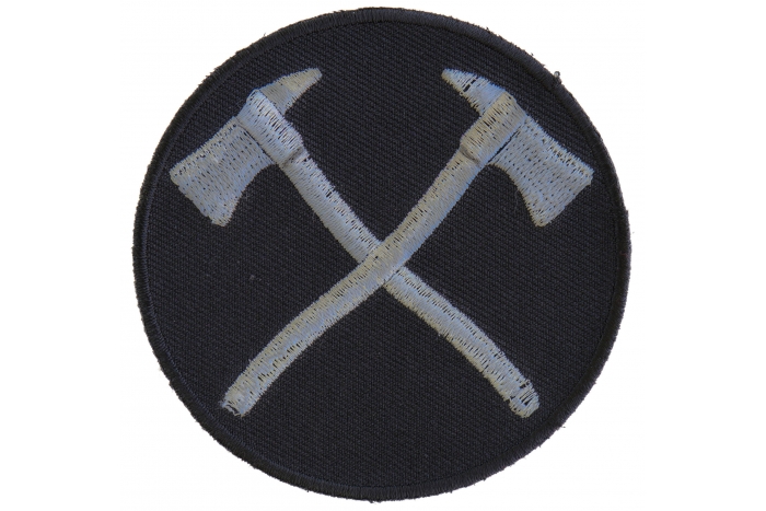 Crossed Firefighter Axes In Silver Patch