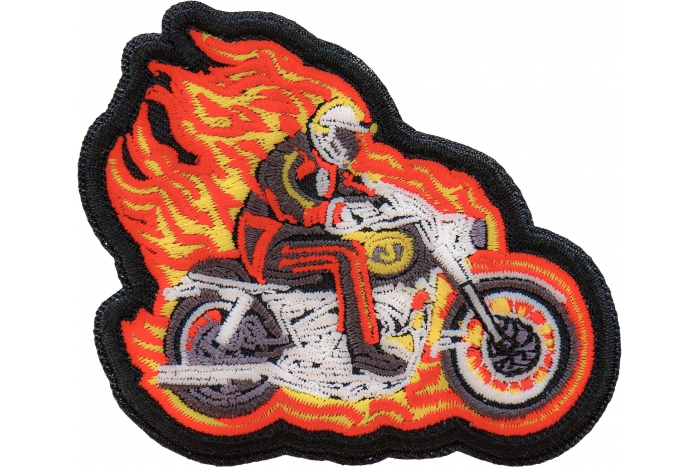Flaming Firefighter on Motorcycle Patch