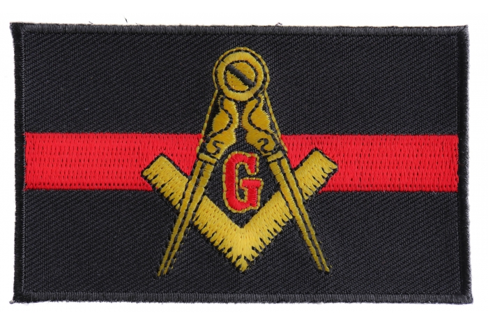 Masonic Thin Red Line For Fire Fighters Iron on Patch