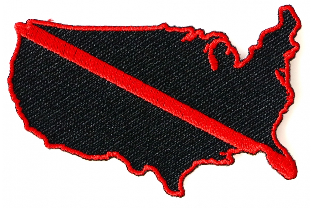 Red Line US Map Firefighters Patch
