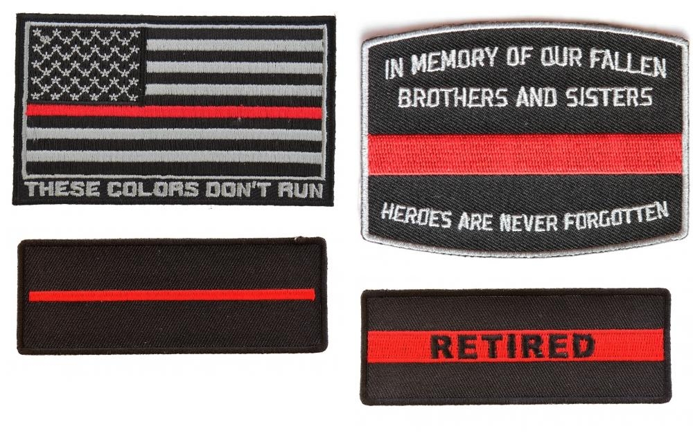 Thin Red Line Fire Fighter Patch Set Of 4 For Firefighters