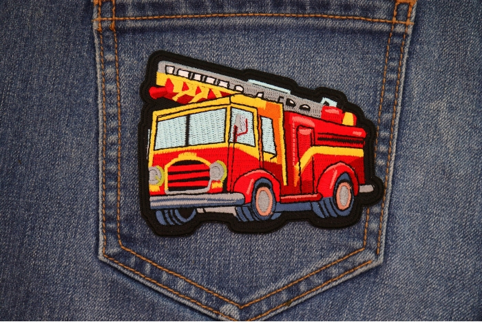 Fire Truck Patch shown on jeans
