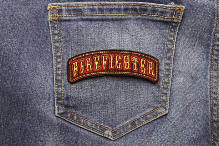 Firefighter Rocker Small Patch shown on jeans