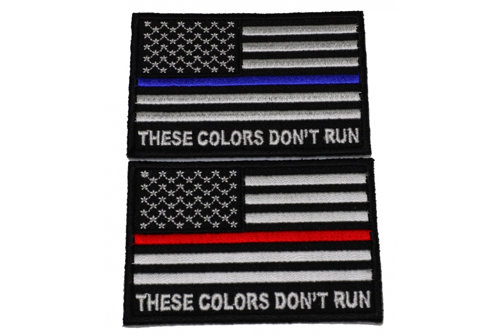 Set of 2 These Colors Dont Run US Flags with Red and Blue Stripes Patch