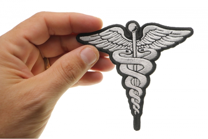 Medic Symbol Patch BW shown on hand for size comparison