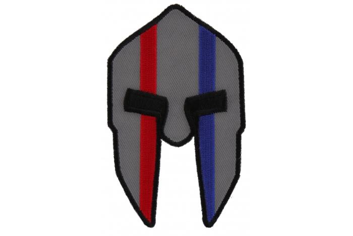 Spartan Helmet Red and Blue First Responder Iron on Patch