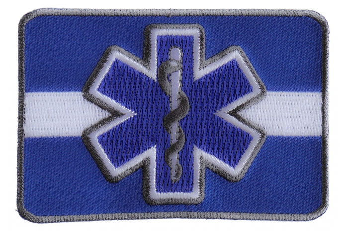Thin White Line Blue Star Of Life Iron on Patch For EMS