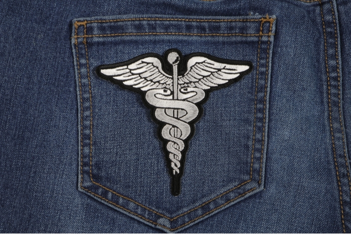 Medic Symbol Patch BW shown on jeans
