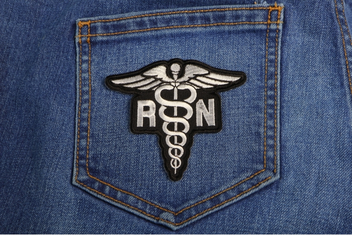 Registered Nurse RN Patch shown on jeans