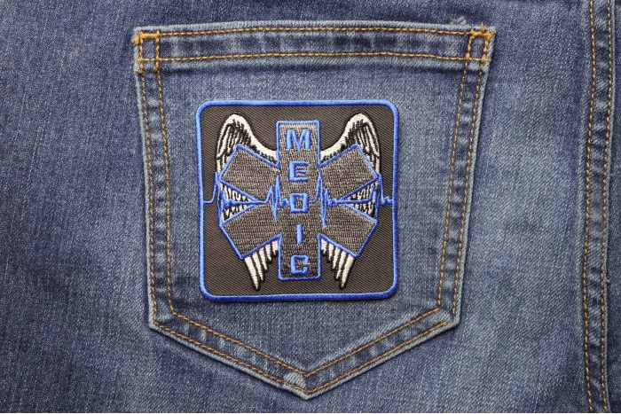 Medic Patch Iron on Embroidered shown on jeans