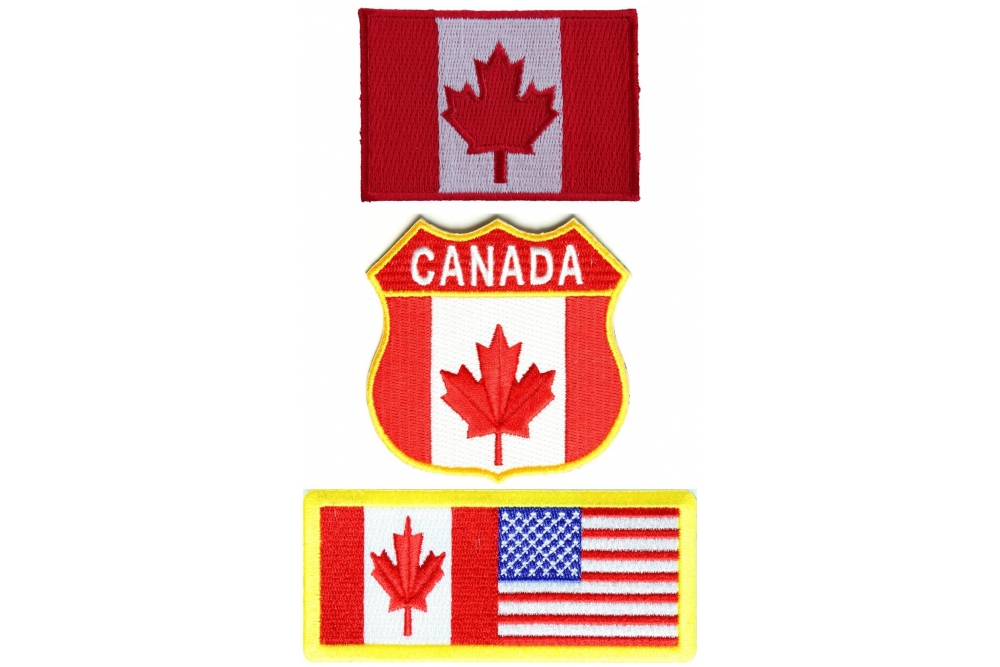 LARGE CANADIAN FLAG EMBROIDERED PATCH IRON-ON SEW-ON CANADA MAPLE LEAF 4.5x2.5" 