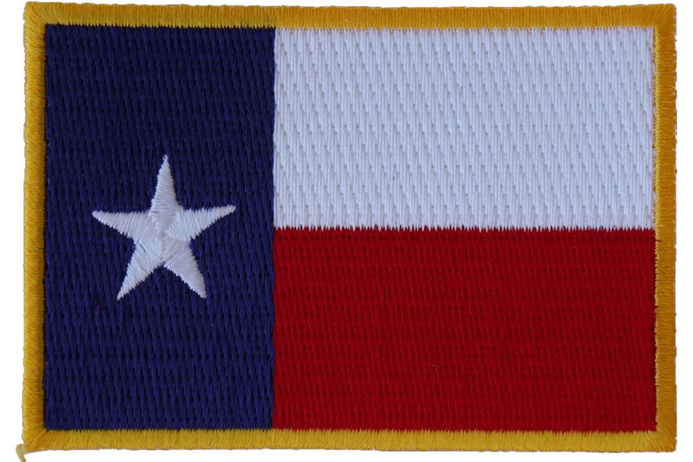 GOLD BORDER United States JL033 MADE IN THE USA 3-1/2 X 2-1/4 TEXAS FLAG patch 