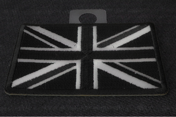 Black and White UK Flag Patch diagonal view
