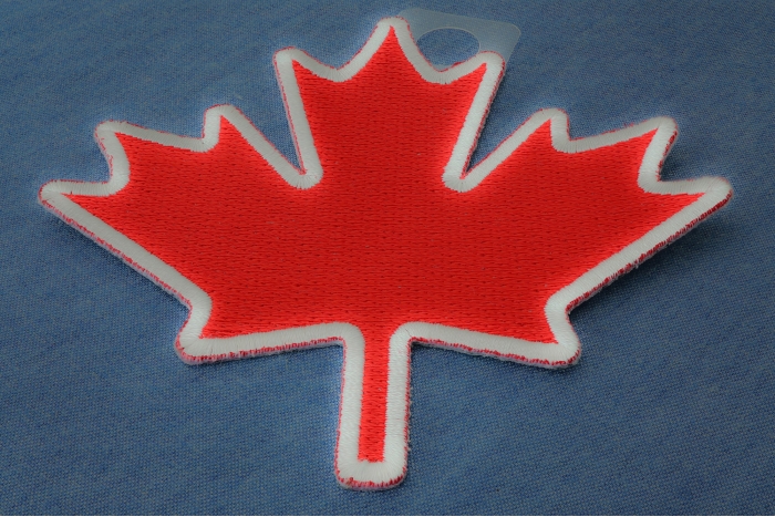 Canada Maple Leaf Iron on Patch diagonal view