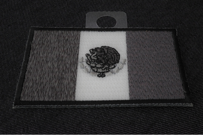 Mexican Flag in Black White and Gray diagonal view