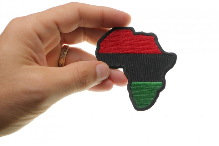 African Map Patch shown on hand for size comparison