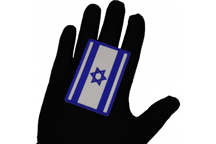 Israel Flag Patch shown on hand for size comparison