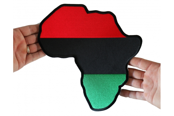 Africa Patch, Large Back Patches for Vests shown on hand for size comparison