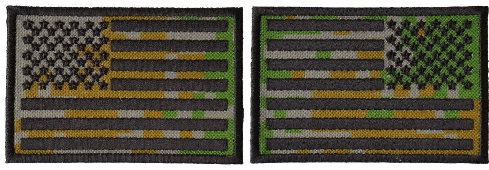 Camo American Flag Patches Left and Right Set