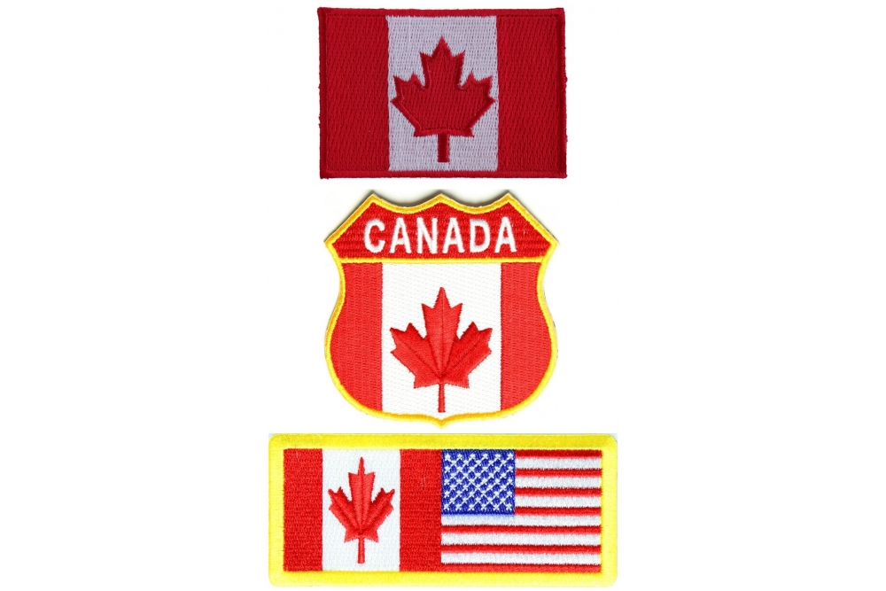 Canadian Flag Patches Embroidered 3 Flags