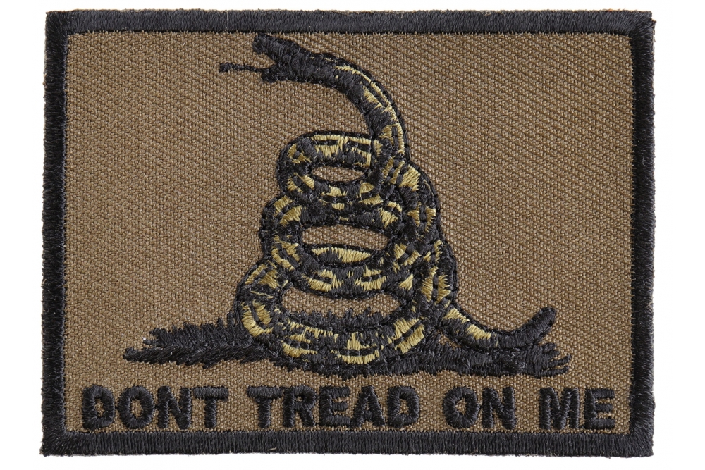 Gadsden Don't Tread On Me Green on Black 2 x 3 Iron On Patch for sale