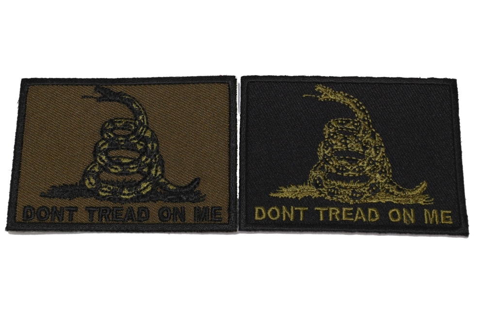 Set of 2 Dont Tread on Me Flag Patches in Army Green